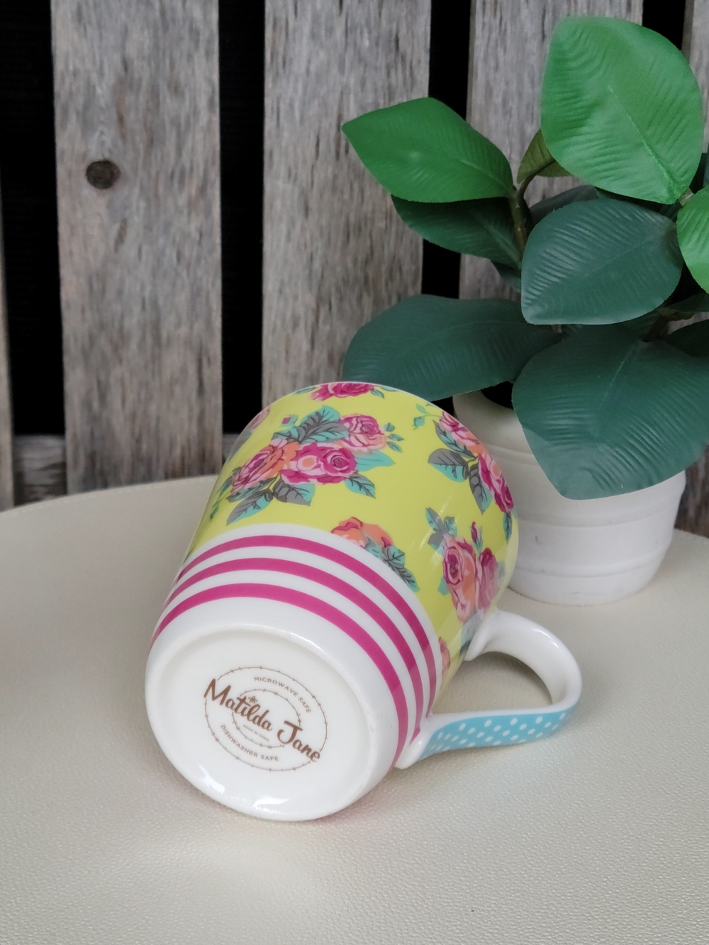 Matilda Jane Yellow Floral Mug with Pink Stripes - Picture 5 of 7